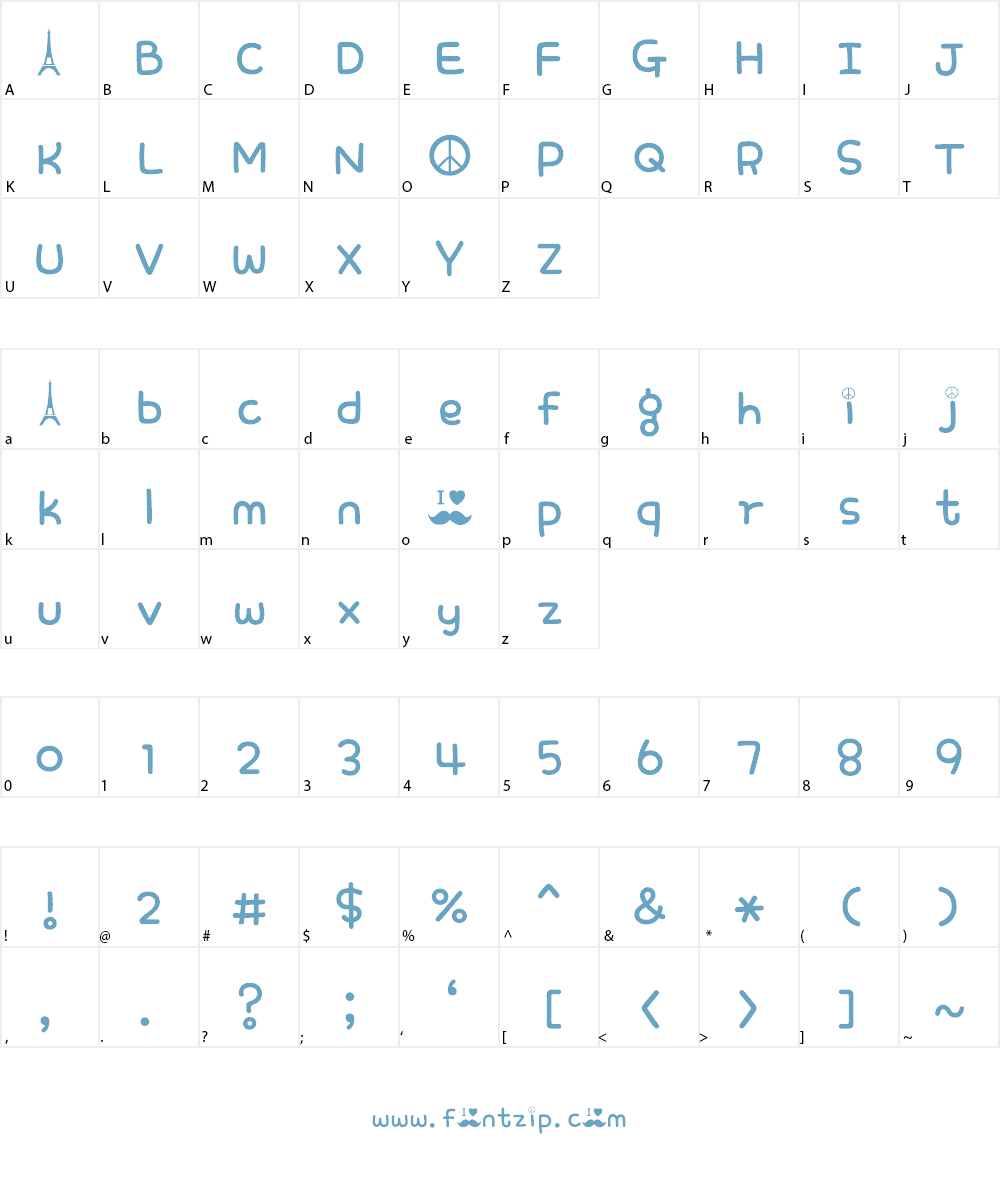 peace mustache Font Character